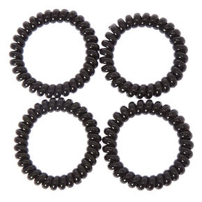 Spiral Hair Ties - Black, 4 Pack,