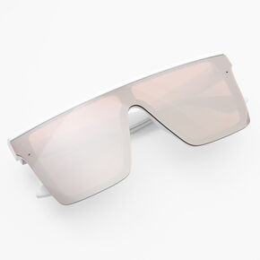 Rose Gold Shield Sunglasses - White,