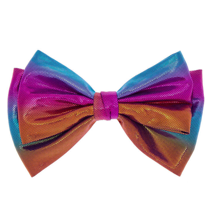 Anodized Metallic Hair Bow Clip - Rainbow,