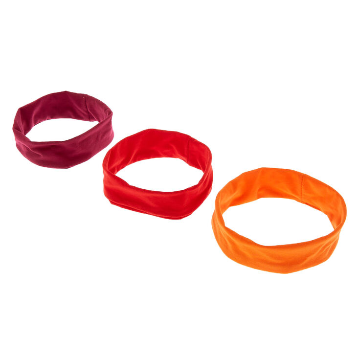 Sunset Mix Wide Jersey Headwraps - Red, 3 Pack,