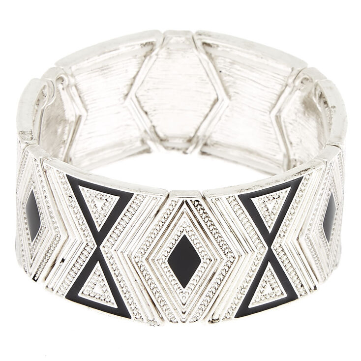 Silver Southwest Stretch Bracelet - Black,