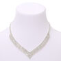 Silver Rhinestone Zig Zag Statement Necklace,