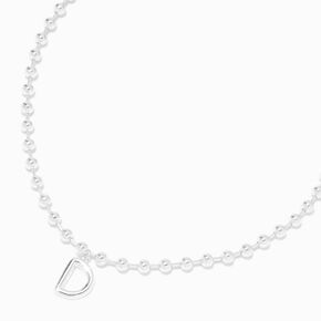 Silver Beaded Bubble Initial Pendant Necklace - D,