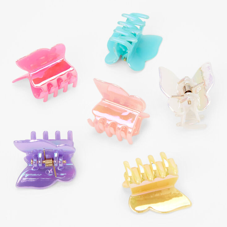 Glossy Pastel Butterfly Mini Hair Claws - 6 Pack,