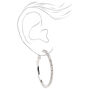Silver Glass Rhinestone 40MM Hoop Earrings,