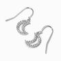 Silver-tone Cubic Zirconia Crescent Moon 0.5&quot; Drop Earrings,