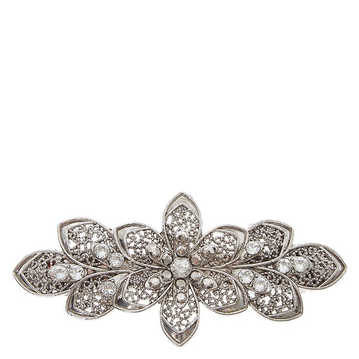 Silver Floral Filigree Hair Clip,