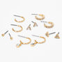 Gold Embellished Geometric Stud &amp; Hoop Earrings - 6 Pack,