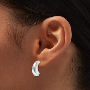 Silver-tone Bean 15MM Hoop Earrings ,
