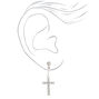 Silver Embellished Cross Clip On Stud Earrings,