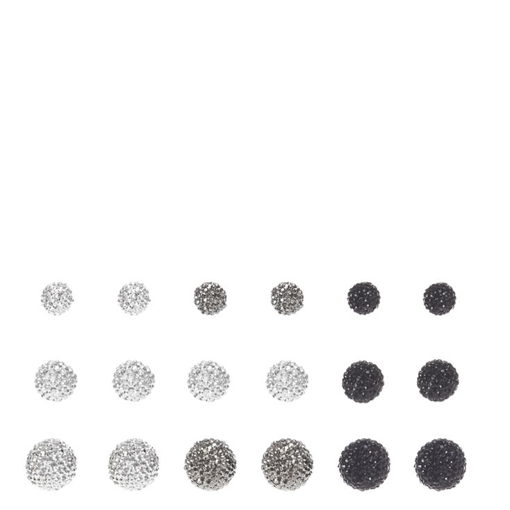 Graduated Pave Ball Stud Earrings,