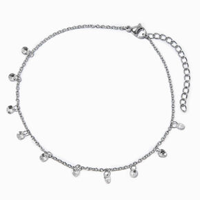 Silver-tone Cubic Zirconia Confetti Chain Anklet,