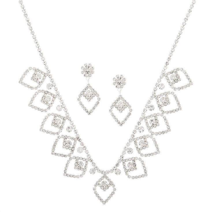 Silver Rhinestone Pointed Petal Jewelry Set - 2 Pack,