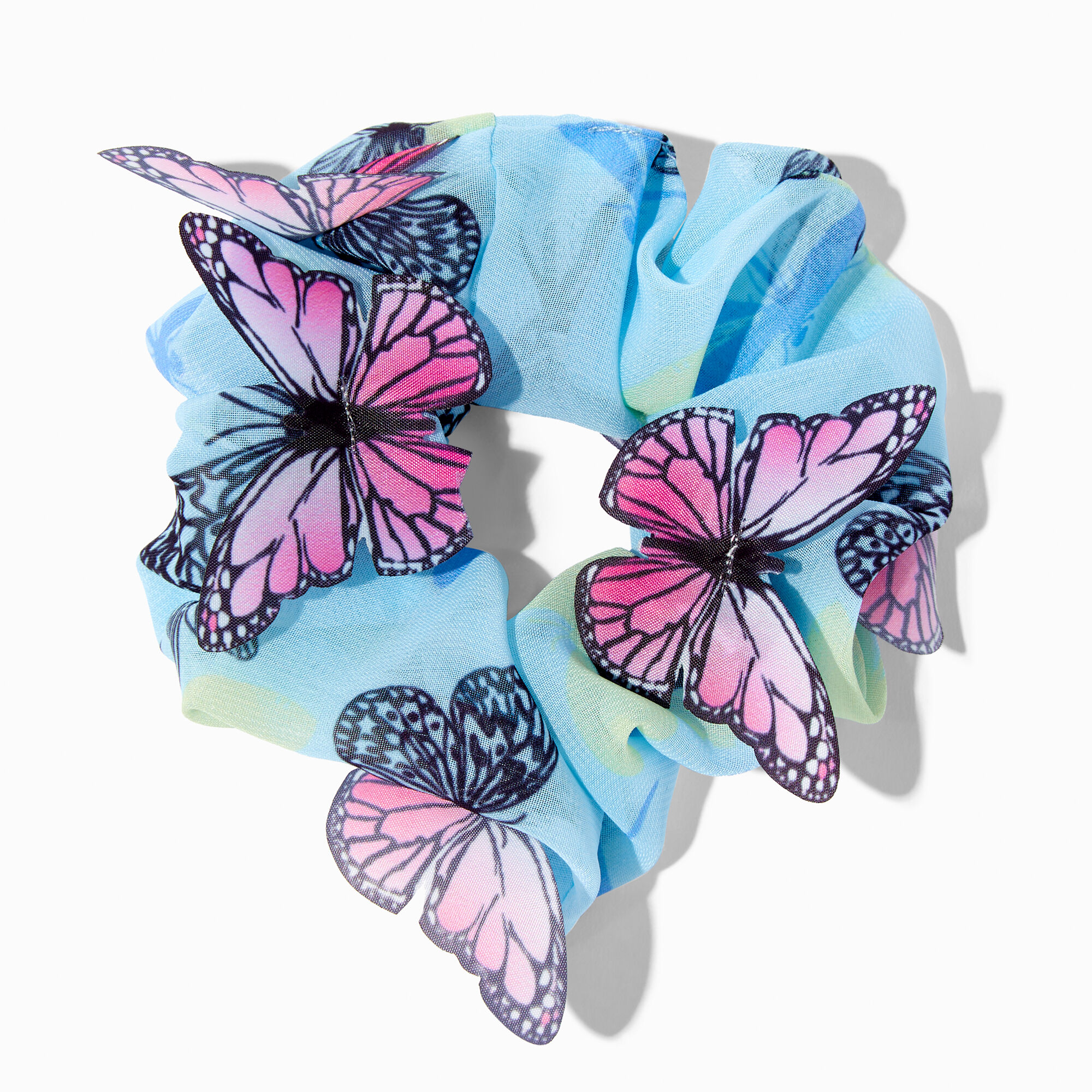 3 D Butterfly Blue Organza Hair Scrunchie Icing US