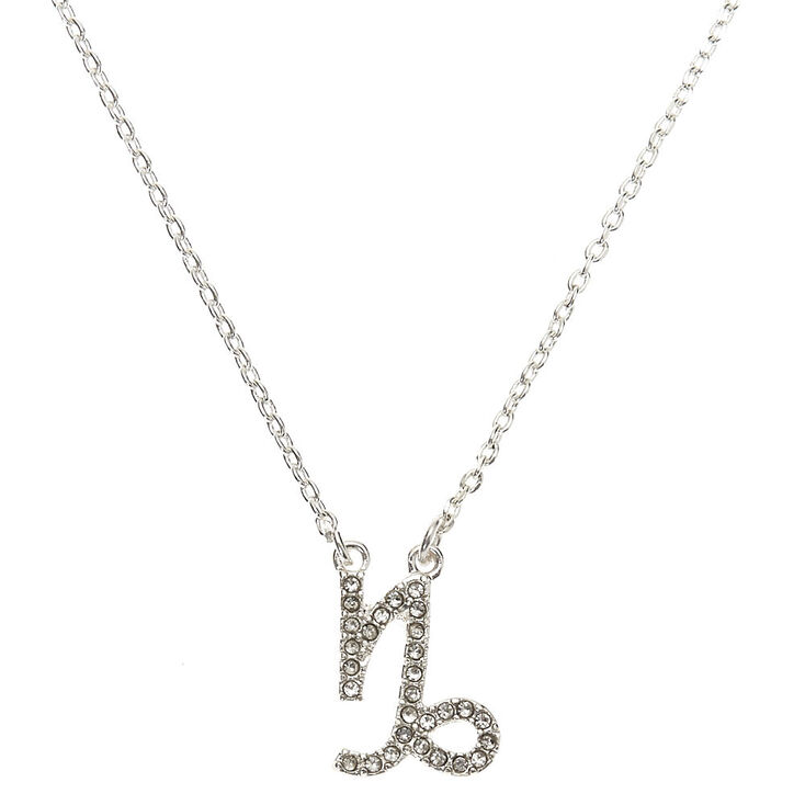 Silver Zodiac Pendant Necklace - Capricorn,