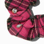 Pink Plaid Crystal Embellished Hair Scrunchie,
