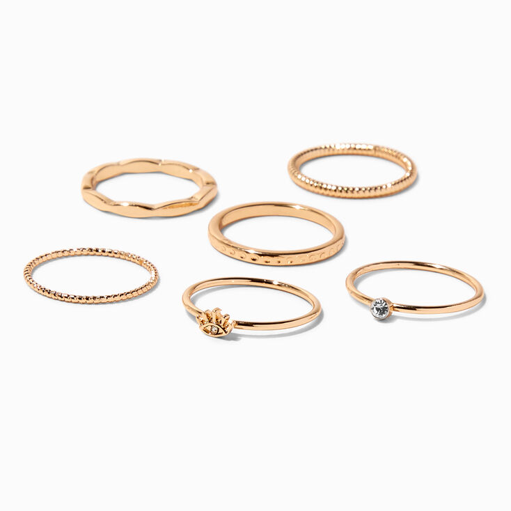 Gold Textured Rings - 6 Pack,