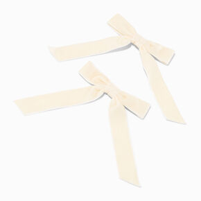 Ivory Velvet Bow Hair Clips - 2 Pack,