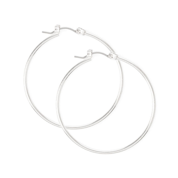 40MM Thin Silver Hoop Earrings,
