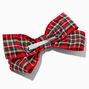 Black Houndstooth &amp; Red Plaid Hair Bow Clips - 2 Pack,