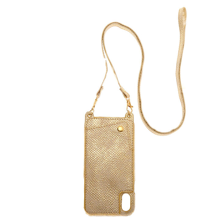 Gold Crossbody Phone Case - Fits iPhone XR,