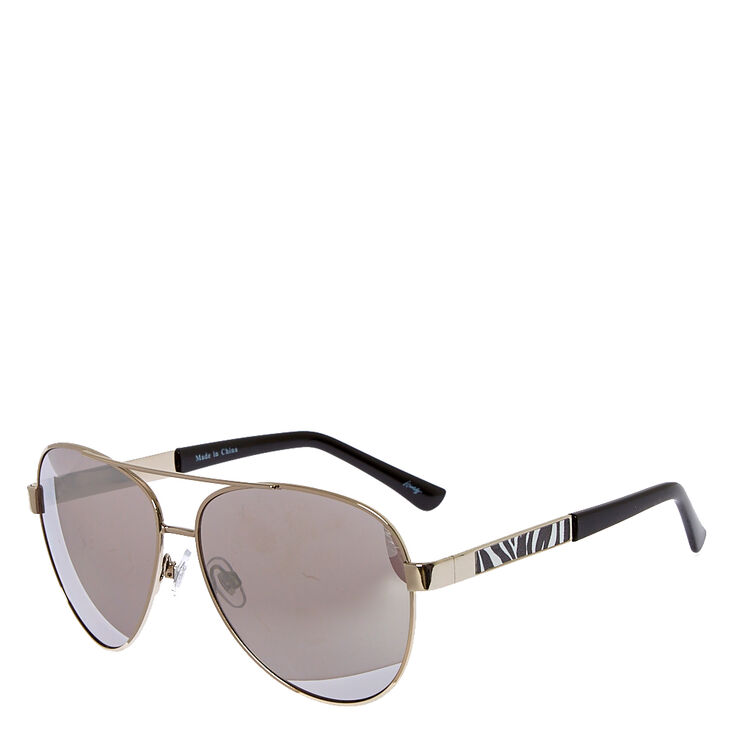 Zebra Pattern Mirrored Sunglasses,