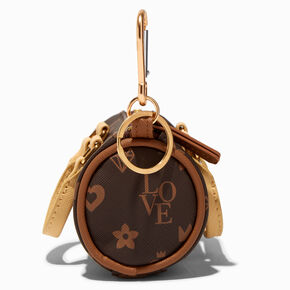 Brown Status Icons Mini Barrel Bag Keychain,