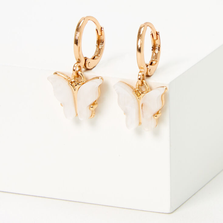 Gold 10MM Butterfly Huggie Hoop Earrings,