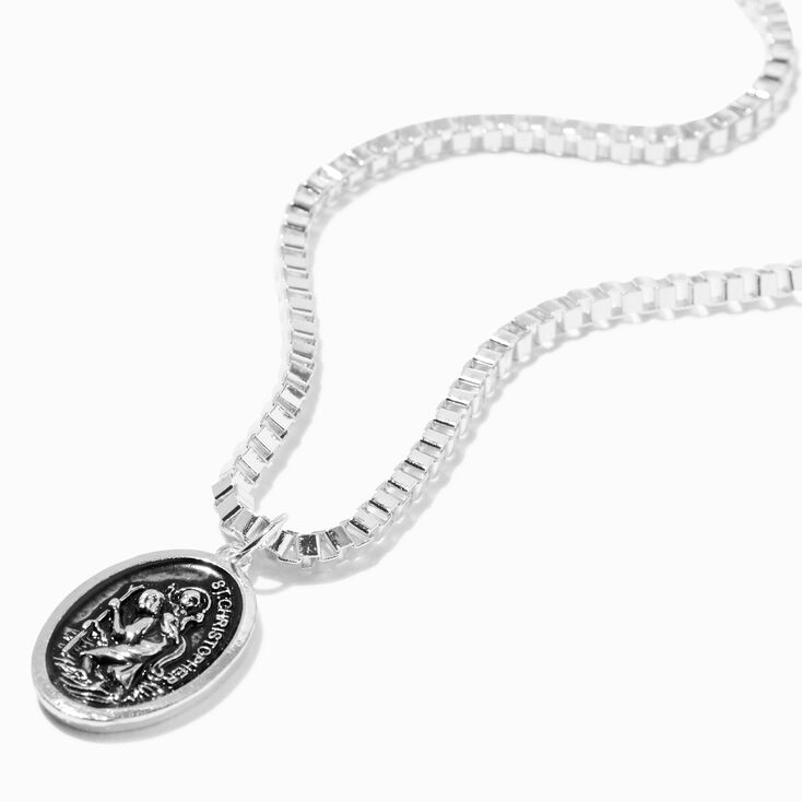 Silver St. Christopher Pendant Necklace,