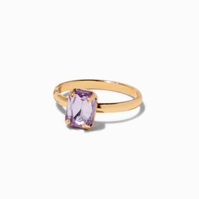 Purple Crystal Gold-tone Ring Set - 4 Pack,