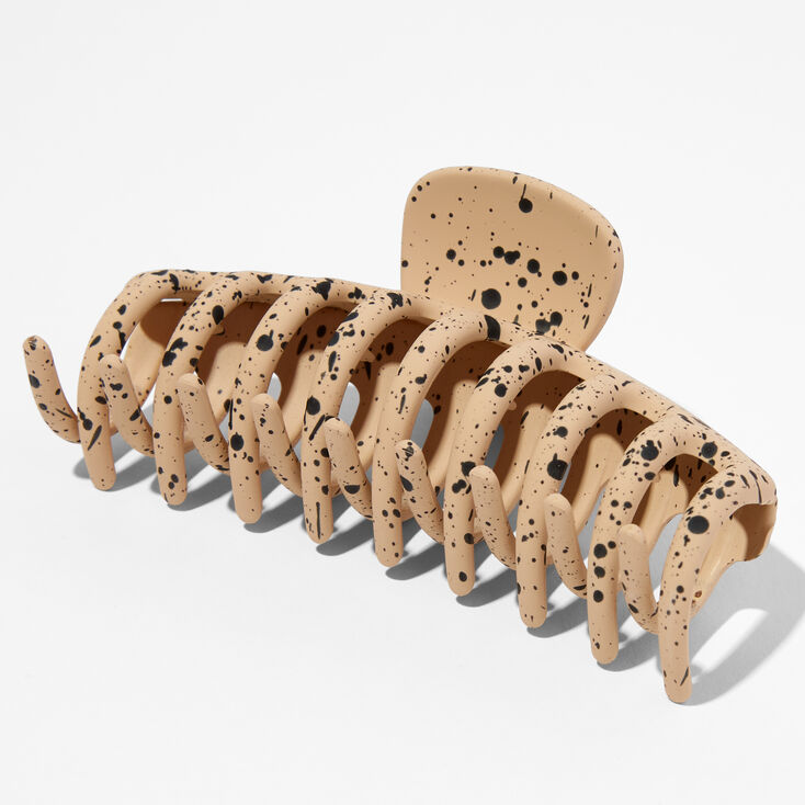 Splatter Paint Medium Hair Claw - Mocha Brown,