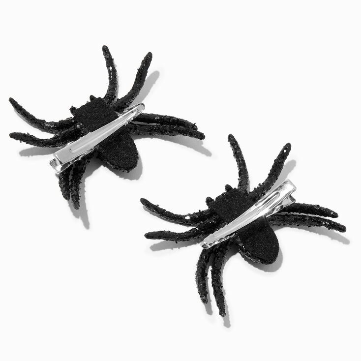 Black Glitter Spiders Hair Clips - 2 Pack,