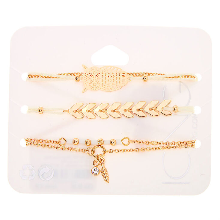 Gold Filigree Owl Bracelets - 5 Pack,