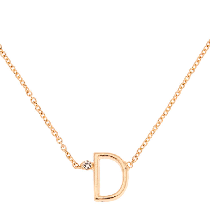 Gold Initial Necklace - D,