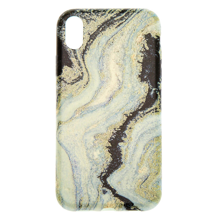Black & Silver Glitter Agate Phone Case - Fits Iphone XR,