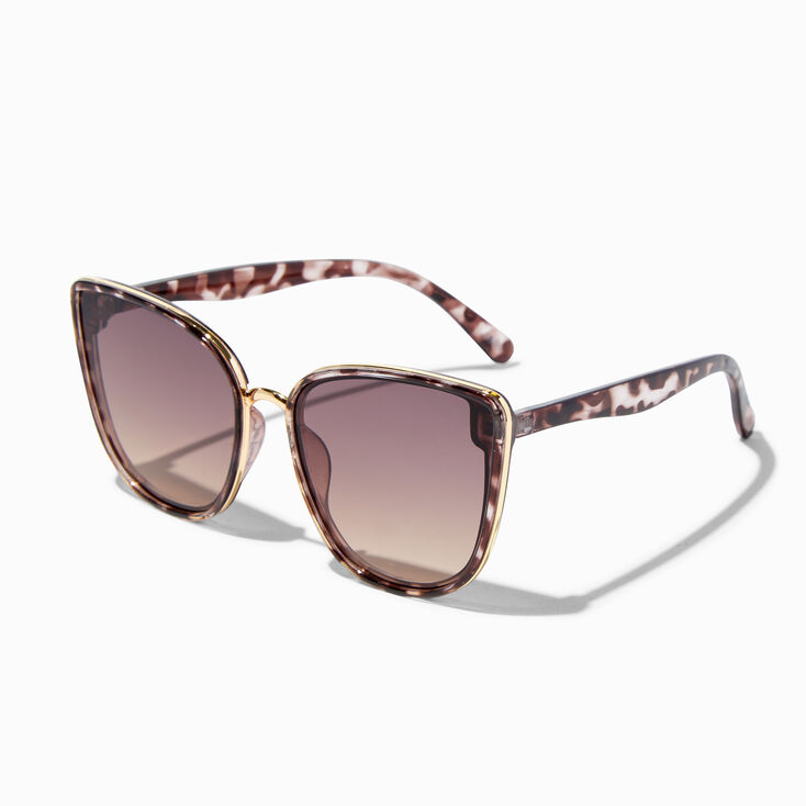 Brown/White Tortoiseshell Faded Lens Sunglasses,