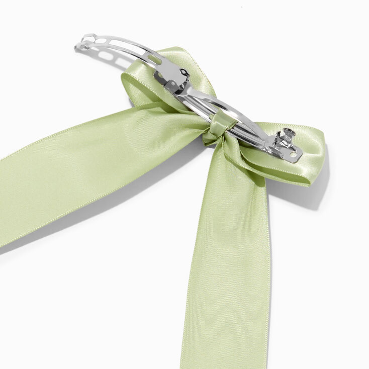 Sage Green Satin Long Tail Hair Bow Clip,