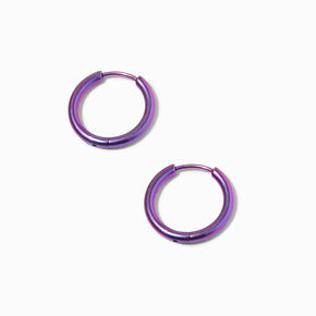 Titanium 12MM Purple Anodized Hoop Earrings,
