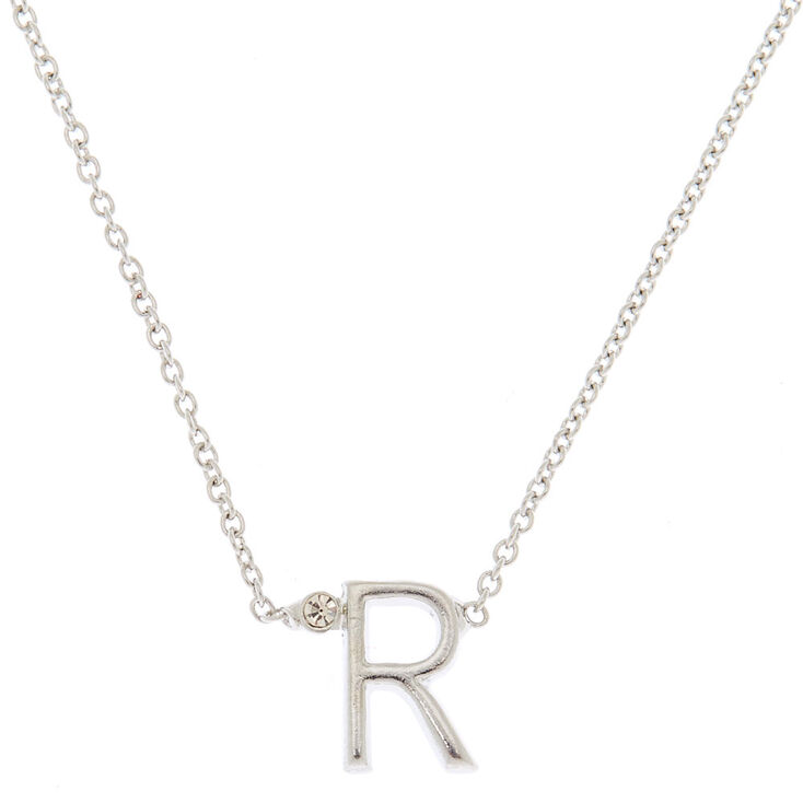 Silver Initial Necklace - R,