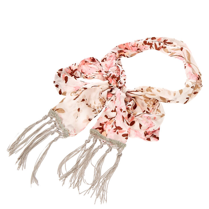 Skinny Silk Floral Scarf,
