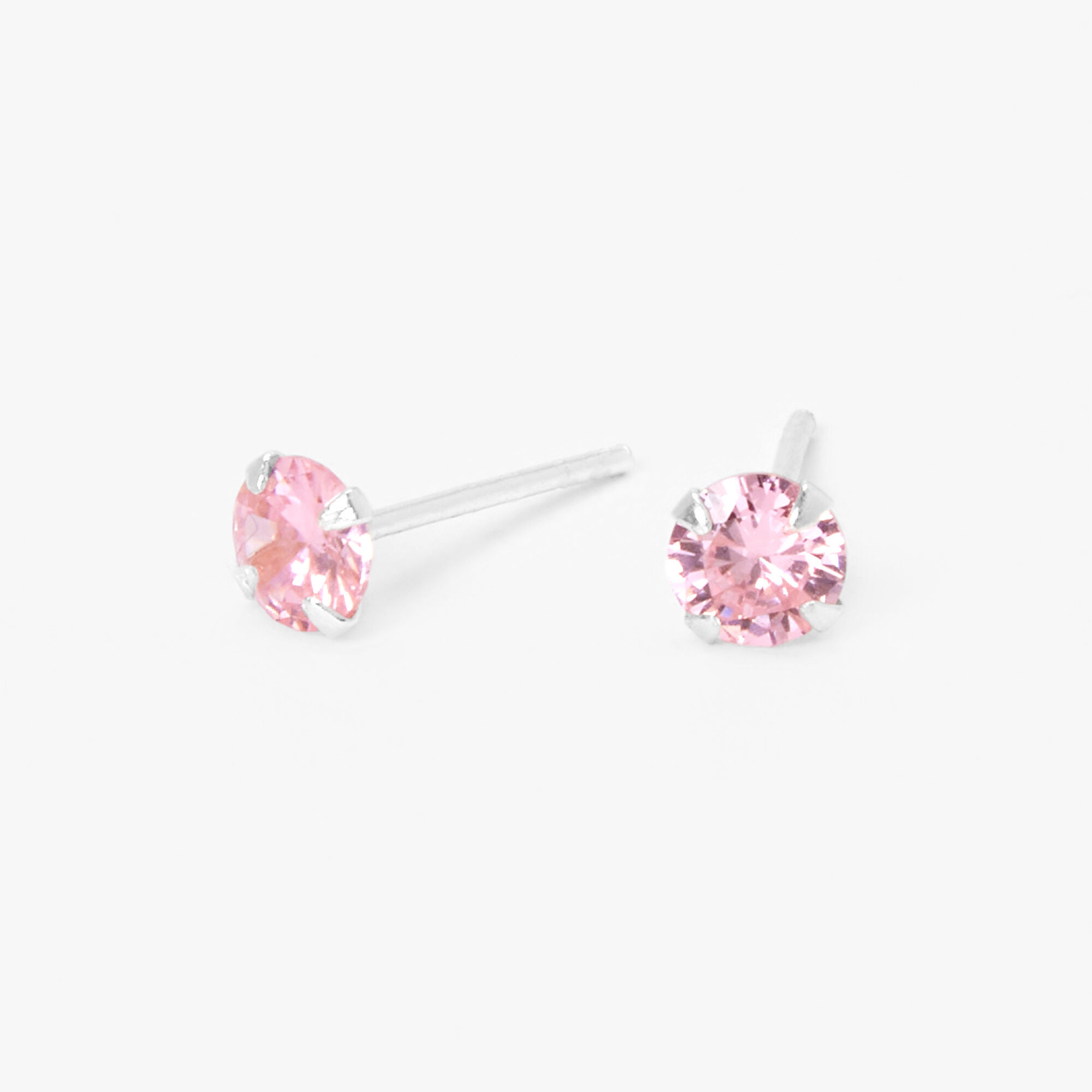 Pink stud earrings store sterling silver