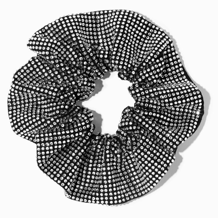 Black &amp; Silver Rhinestone Sparkle Hair Scrunchie,