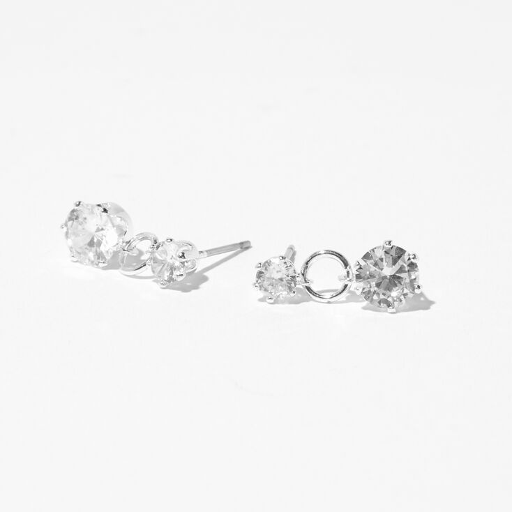 Silver Cubic Zirconia Dangle Drop Earrings,