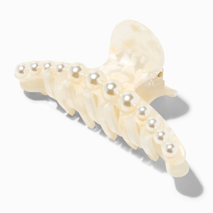White Tortoiseshell Pearl Hair Claw,