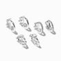 Silver Embellished Crystal Clip On Huggie Hoop Earrings - 3 Pack,