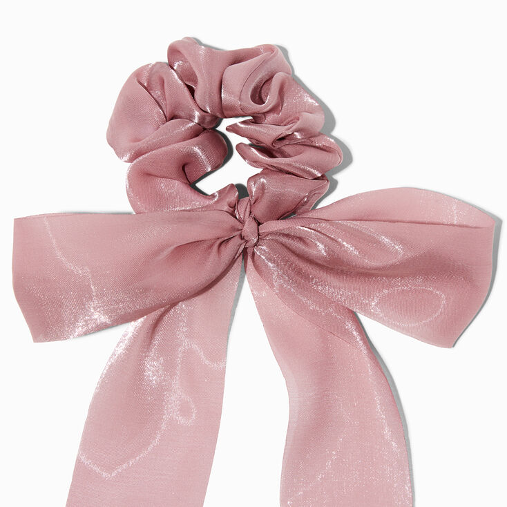 Mauve Sheer Hair Bow Scrunchie,