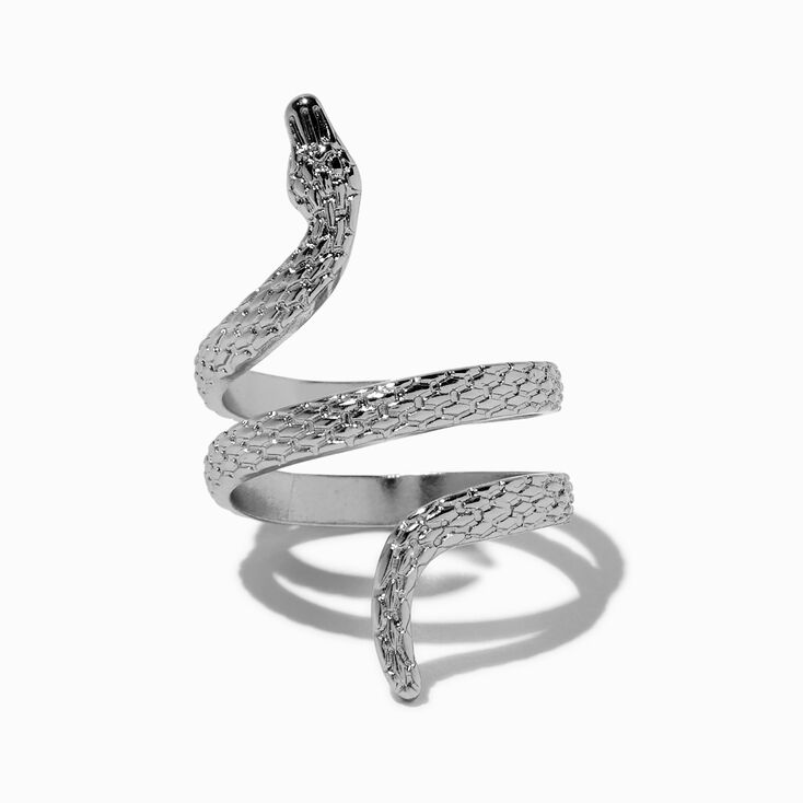 Silver-tone Textured Wrap Snake Ring,