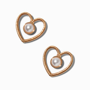 Pearl of Hearts Stud Earrings,