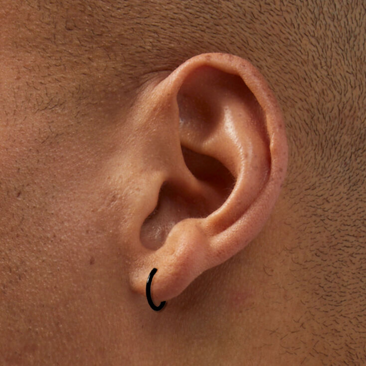 ICING Select Black-tone Titanium 8MM Clicker Hoop Earrings,