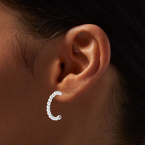 Silver-tone Pearl Stack Earring Set - 6 Pack,